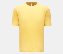 Leinen Rundhals-T-Shirt 'Linen Jersey' gelb
