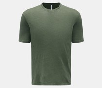 Leinen Rundhals-T-Shirt 'Linen Jersey' oliv