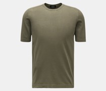 Feinstrick-Kurzarmpullover oliv