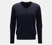Kaschmirpullover mit V-Ausschnitt navy
