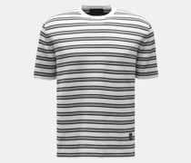 Rundhals-T-Shirt weiß/navy gestreift