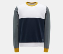Rundhals-Sweatshirt weiß/navy/gelb