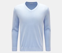 Feinstrick V-Ausschnitt-Pullover hellblau