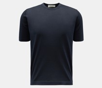 Feinstrick Rundhals-Kurzarmpullover navy
