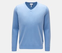 Kaschmirpullover mit V-Ausschnitt rauchblau