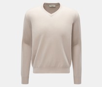 Kaschmirpullover mit V-Ausschnitt beige