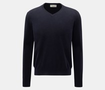 Kaschmirpullover mit V-Ausschnitt dark navy