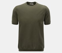 Kurzarm-Rundhalspullover 'Cotton Knit T-Shirt' oliv