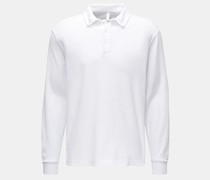 Frottee Longsleeve-Poloshirt weiß