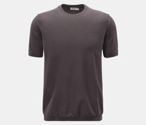 Kurzarm-Rundhalspullover 'Cotton Knit T-Shirt' dunkelgrau