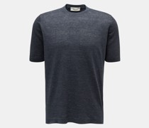 Feinstrick-Kurzarmpullover graublau