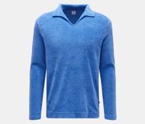 Frottee Longsleeve-Poloshirt 'Peter' blau