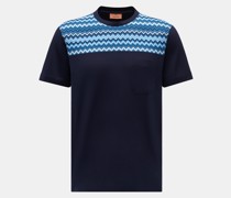 Rundhals-T-Shirt navy/blau/weiß
