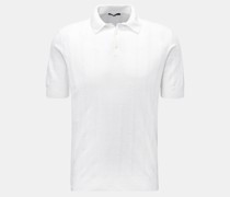 Kurzarm-Strickpolo 'Linen Knit' weiß
