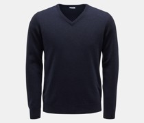 Kaschmirpullover mit V-Ausschnitt navy