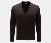 Merino Feinstrick-Cardigan dunkelbraun