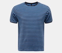 Frottee Rundhals-T-Shirt 'Terry Stripe Tee' hellblau/schwarz gestreift