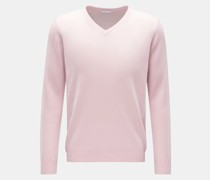 Kaschmirpullover mit V-Ausschnitt rosé