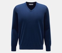 V-Ausschnitt-Pullover dunkelblau