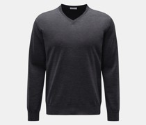 Merino Feinstrick-Pullover dunkelgrau