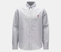 Oxford-Hemd Button-Down anthrazit/weiß gestreift