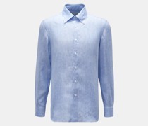 Leinenhemd 'Gable' Button-Down-Kragen blau/weiß gestreift