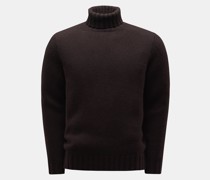 Cashmere Rollkragenpullover dunkelbraun