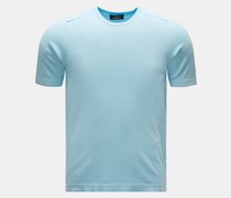 Feinstrick Rundhals-Kurzarmpullover türkis