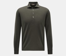 Jersey Longsleeve-Poloshirt dunkelgrün
