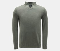 V-Ausschnitt-Pullover graugrün