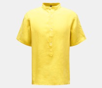 Popover-Kurzarmhemd 'Linen Guru' Grandad-Kragen gelb