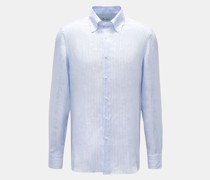 Leinenhemd 'Gable' Button-Down-Kragen hellblau/weiß gestreift