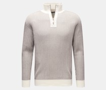 Wende-Troyer 'Pilar 1/4 Zip' grau/weiß