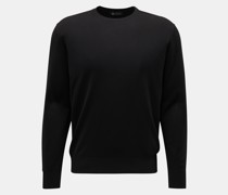 Feinstrick Rundhalspullover schwarz