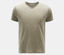 Leinen V-Neck T-Shirt 'Flynn' graugruen
