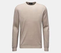 Feinstrick-Rundhalspullover beige