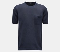 Feinstrick-Kurzarmpullover 'Linen Knit Tee' navy