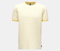 Frottee Rundhals-T-Shirt 'Terry Stripe Tee' gelb/weiß gestreift