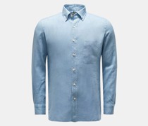 Leinenhemd 'Gable' Button-Down-Kragen hellblau