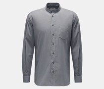 Casual Hemd 'Vintage Popeline Collar Shirt' Grandad-Kragen grau