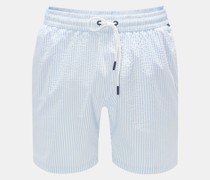 Seersucker-Badeshorts 'Seersucker Swim' hellblau/weiß gestreift