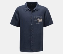 Leinen Kurzarmhemd 'Crab' Kent-Kragen navy