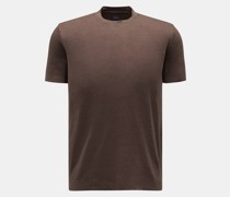 Leinen Rundhals-T-Shirt 'Extreme' dunkelbraun meliert