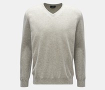Kaschmirpullover mit V-Ausschnitt grau