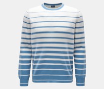 Cashmere Rundhalspullover 'Argentina' rauchblau/weiß gestreift