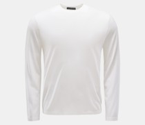 Cashmere Feinstrick-Rundhalspullover weiß