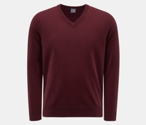 Kaschmirpullover mit V-Ausschnitt bordeaux