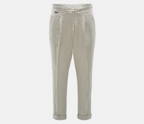Leinen-Joggpants 'Linen Pleated Pant' hellgrau