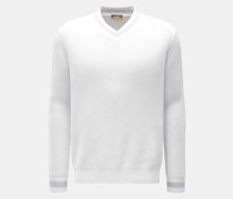 V-Ausschnitt-Pullover weiß