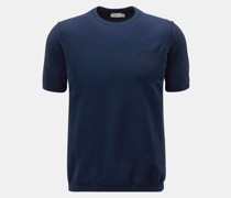 Kurzarm-Rundhalspullover 'Cotton Knit T-Shirt' navy